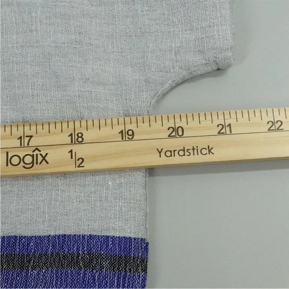 Lemlem Gray and Blue Striped Short Sleeve Top - Picture 5 of 6